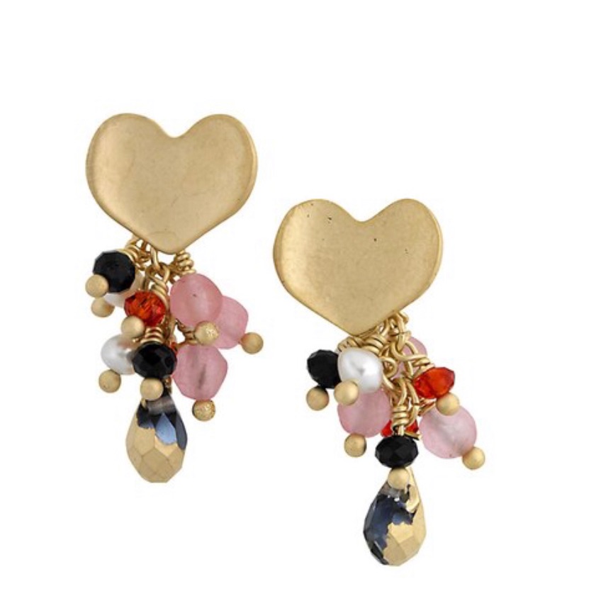 Heart And Beads 1 Inch Earring, Nwt